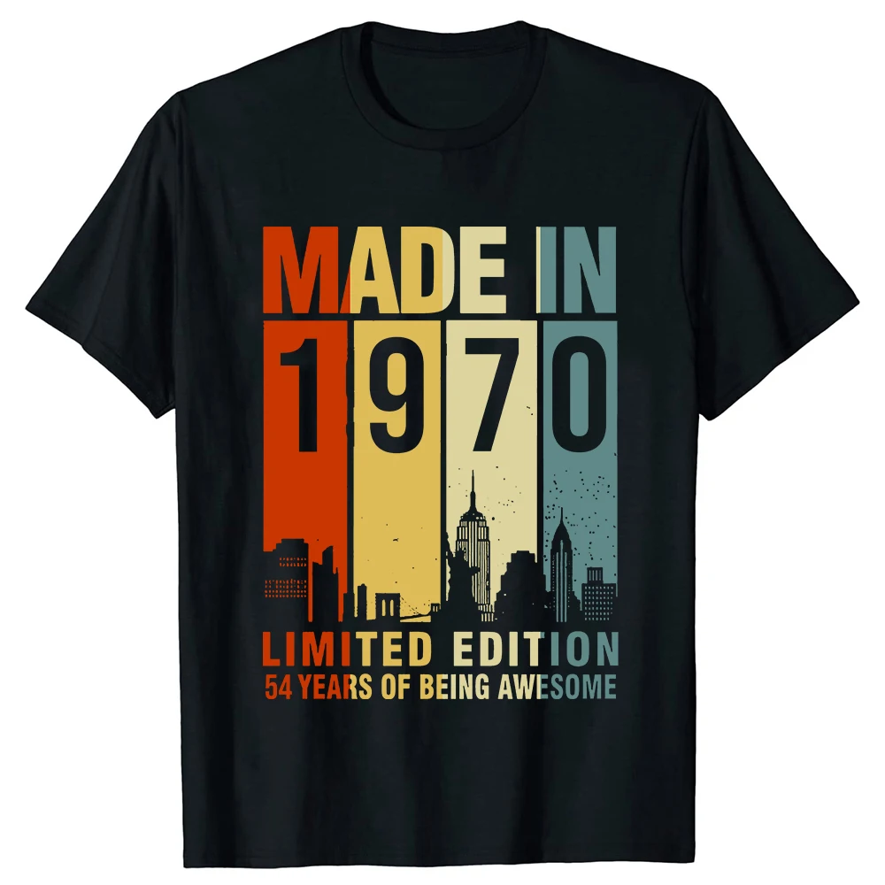 Made in 1970 Birthday Gifts 54 Year Old 54th Bday Present T Shirt Men Printed T-shirt Fashion Short Sleeve Anniversary Tee Tops