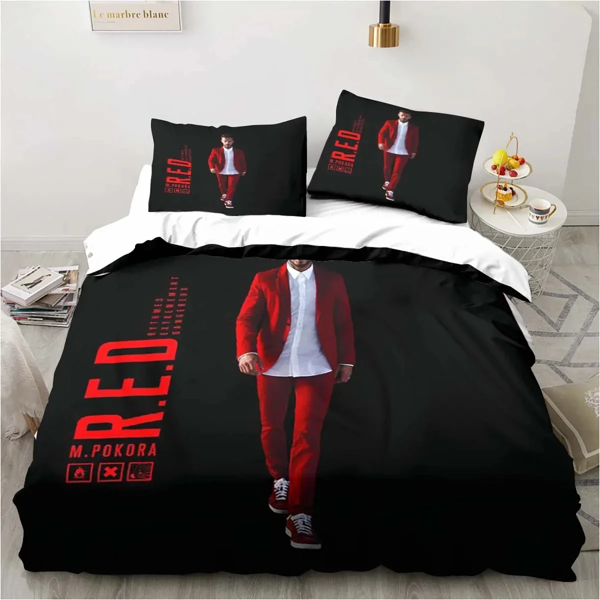 

3D Print Singer M. Pokora Bedding Set Duvet Cover Comforter Bed Set Quilt Cover Pillowcase,King Queen Twin Size Boys Girls Adult