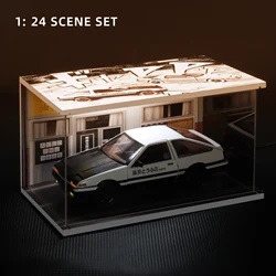 AE86 1:24 Scale Alloy Toy Car Model with Lighting - Detailed Scene Set for Kids - Authentic Replica for Collectors & Display