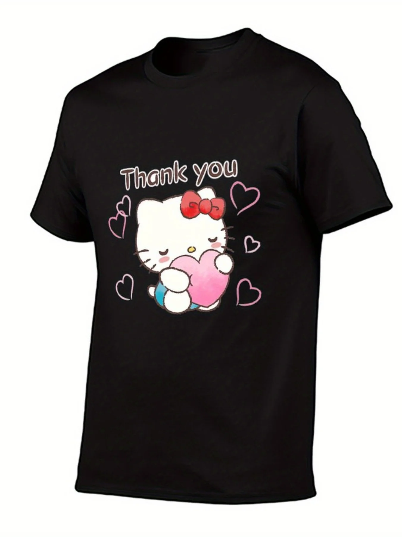 

Hello Kitty Graphic Printing Summer Autumn Winter Cotton Men's and Women's T-Shirts Short Sleeves Luxury Outdoor Sports Brand