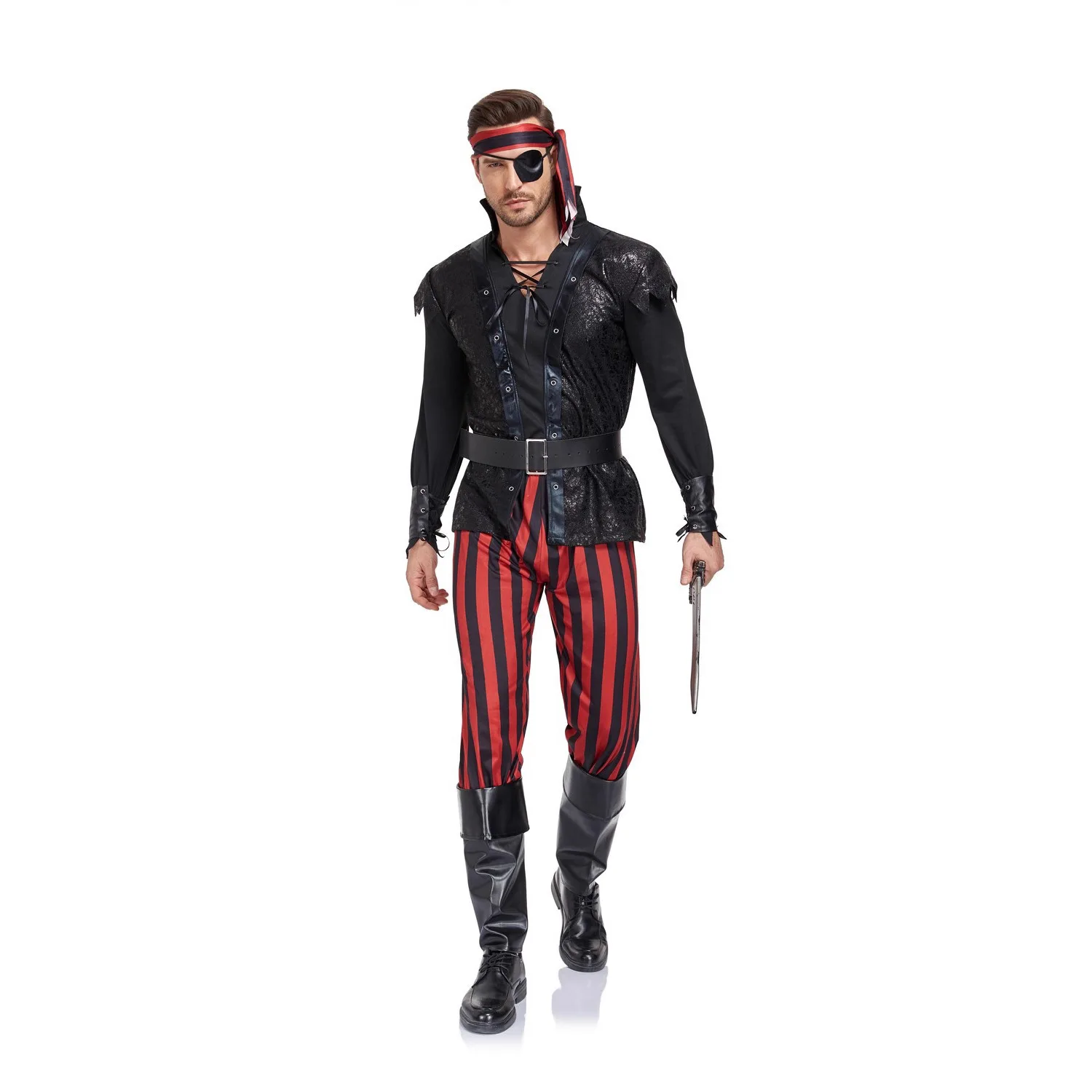 Caribische Piraat Ja Sparrow Cosplay Hoofddoek eup halloween Herenkostuum Stage Performance Kleding Traditioneel Chinees...