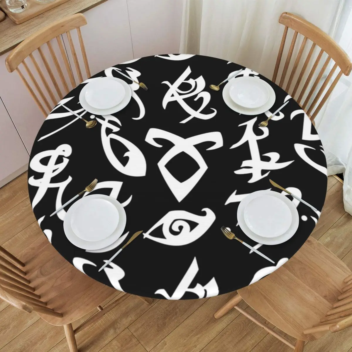 Shadowhunters Shadowhunters Runes Mortal Instruments Round Tablecloth Oilproof Table Cloth for Kitchen Events Dining Table Cover