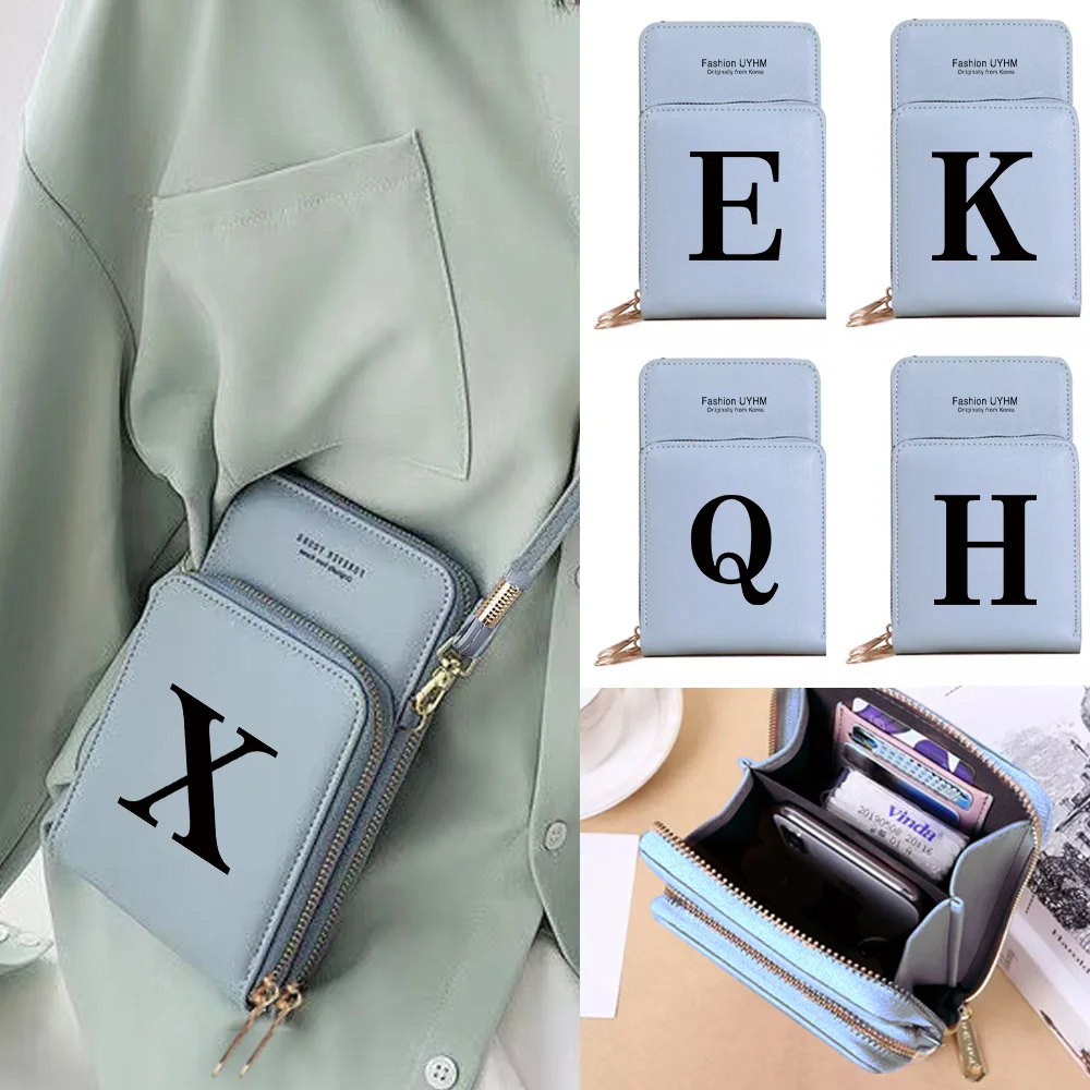 

New Crossbody Bag Mobile Phone Bag Universal Transparent Touch Screen Phone Case Commute Black Letter Series Wallets Coin Purse