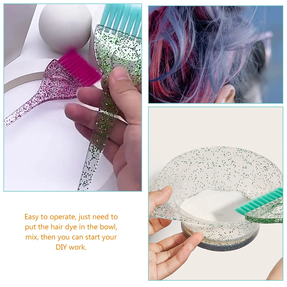 

2Sets Hair Dye Brush and Bowl Set Durable for Salon DIY Coloring Easy to Clean Comfortable Operation Long Life