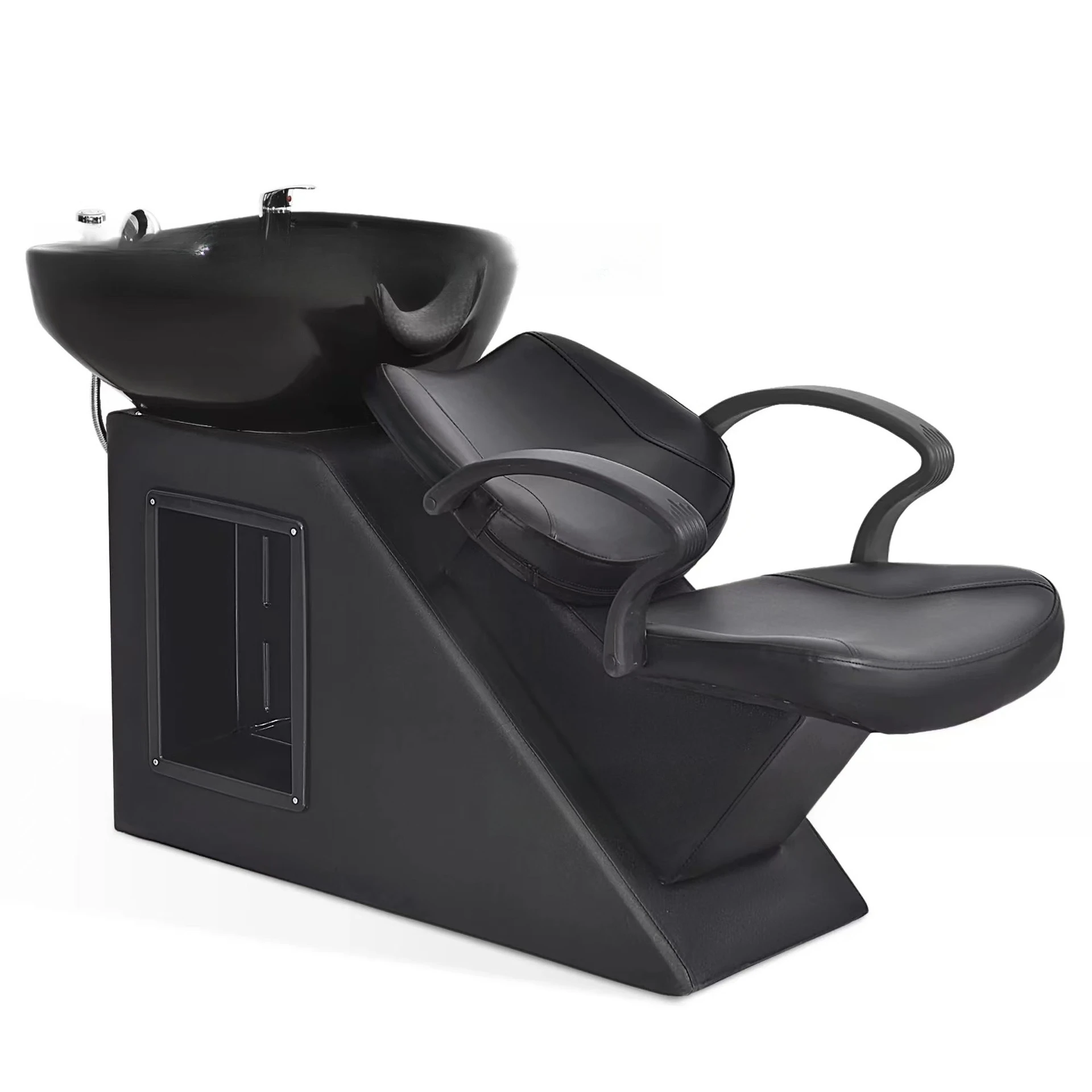 

Barber Chair Barber Shop Seated Shampoo Chair Flush Shampoo Bed with Ceramic Basin Stainless Steel Shower