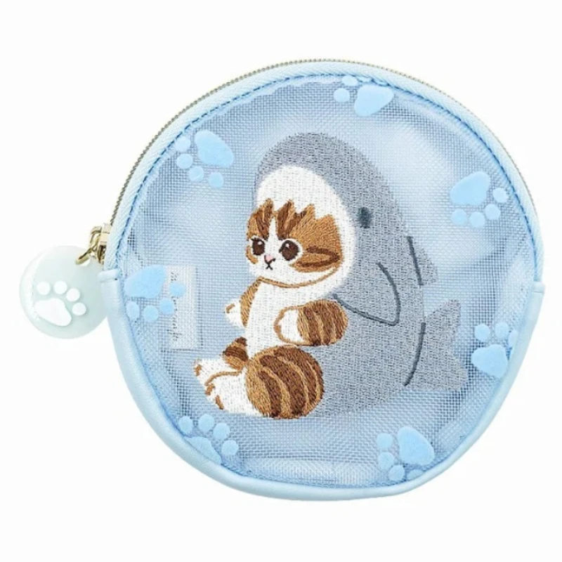 Mofusand Two-Dimensional Mini Coin Purse for Boys and Girls Earphone Storage Bag Creativity Embroidered Transparent Mesh Bag view 2