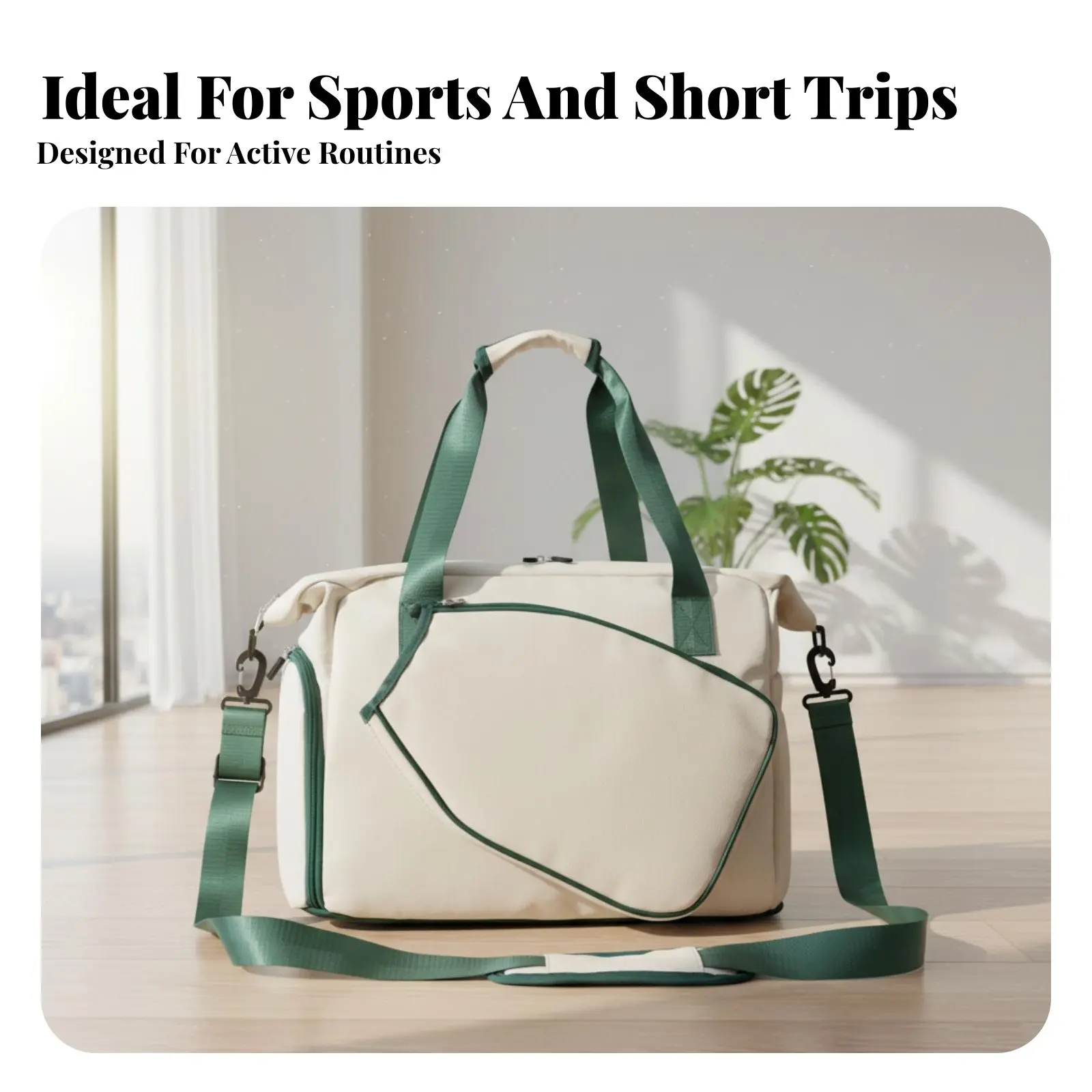 Pickleball Bag Wear-Resistant Athletic Bag with Shoe Compartment Large Capacity Travel Tote Water Athletic Gear for Gym