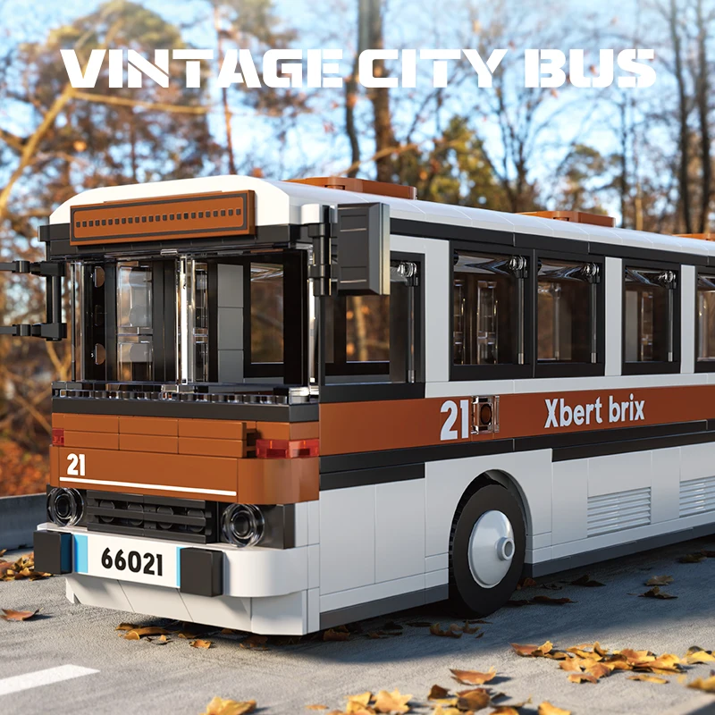 

Retro City Bus Building Blocks Autumn Parade The Bus Model Bricks Desktop Decoration Diy Toys for Kids Holiday Gifts