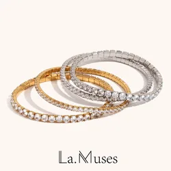 La.Muses Elastic Cubic Zirconia Stainless steel Woman's Bracelet Fashion Luxurious Jewelry Party Accessories