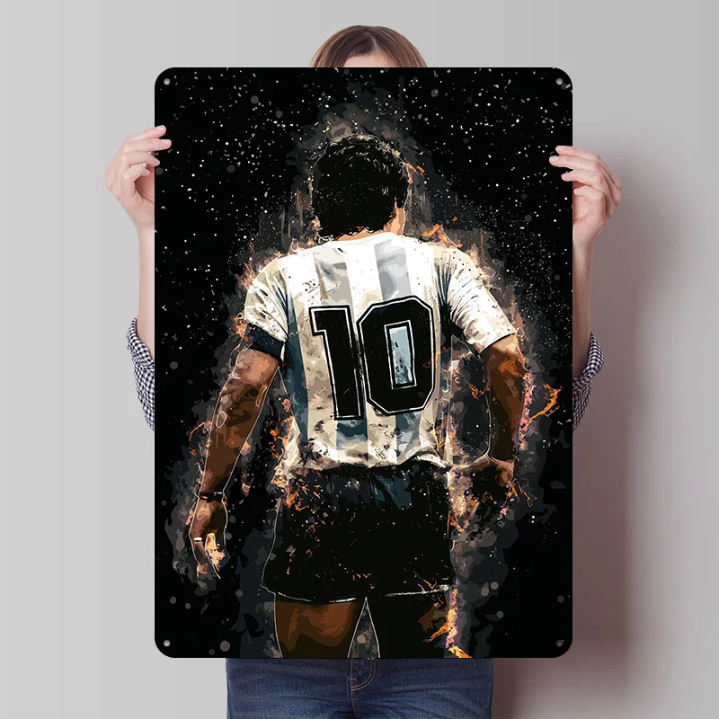 دييغو مارادونا الأرجنتين جيرسي ملصق الرياضة جدار الفن الرجعية علامة معدنية مخصصة القصدير اللوحة للرجل كهف ديكور غرفة الحلي #1