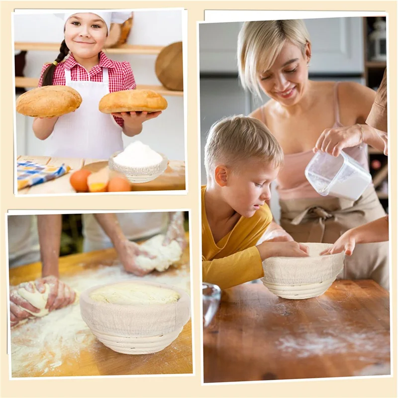 

ABFI 12Pcs 5Inch Banneton Bread Proofing Basket Round Dough Sourdough Proofing Dough Proofing Bowls With Removable Liner