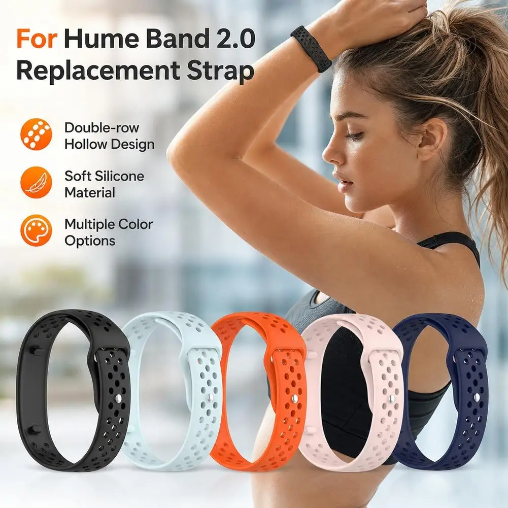 Silicone Replacement Band For Hume Band 2.0 Sports Wrist Strap Adjustable Soft Sweatproof Fitness Watchband