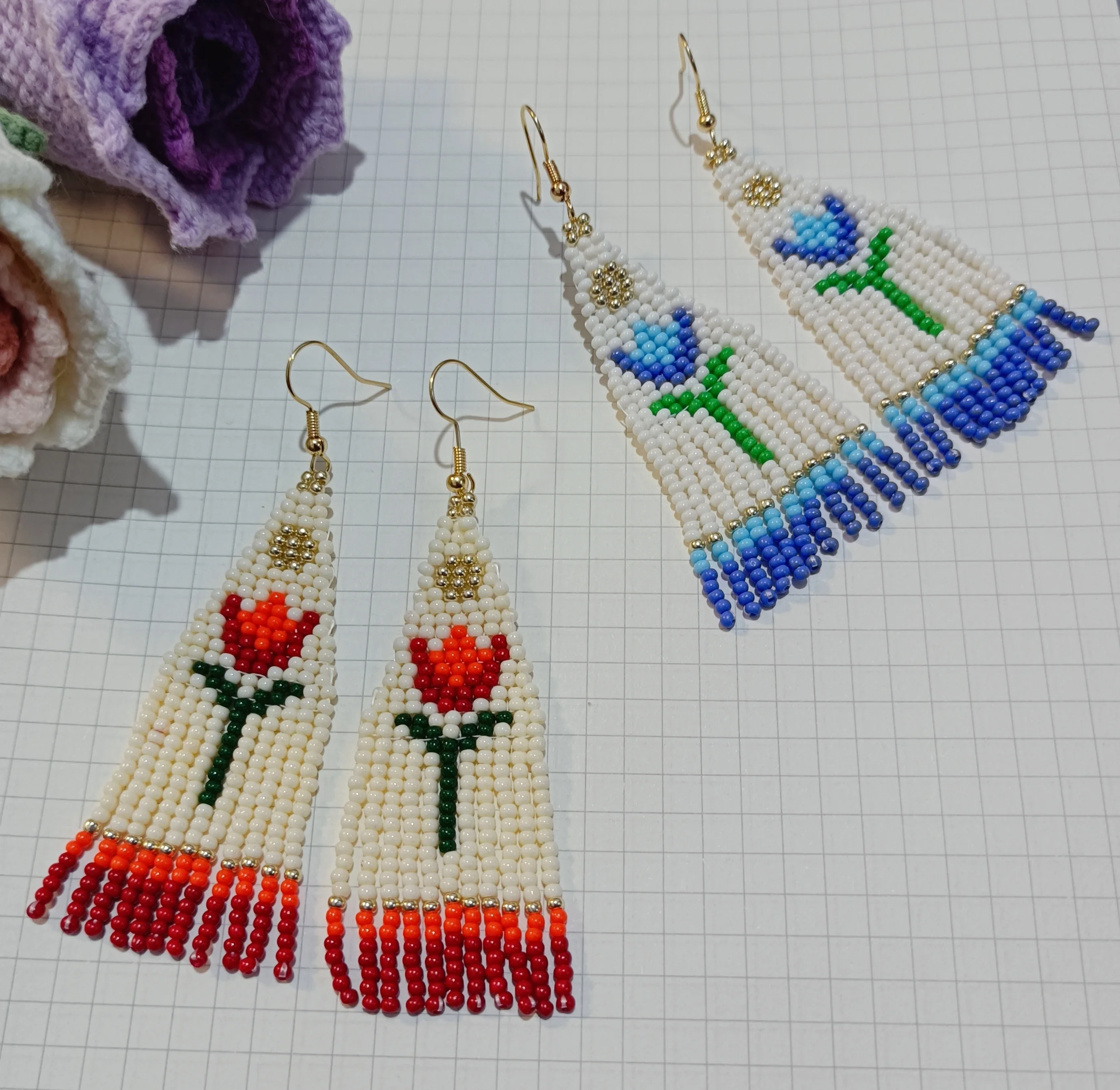 

Beaded earrings Tassel Fashion Simplicity Rose Bird Figure Hand weaving Alloy Bohemia Rice bead earrings