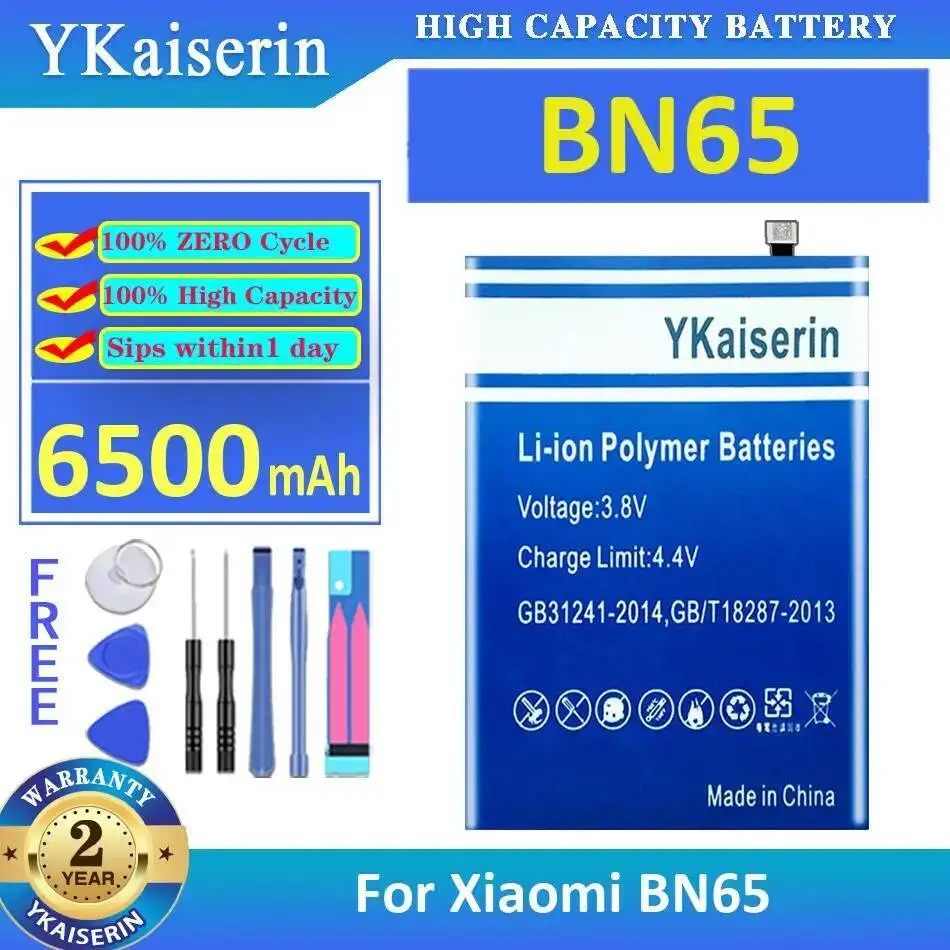 

For Xiaomi BN65 Mobile Phone Battery Good Low-Temperature Performance 6500Mah High Capacity