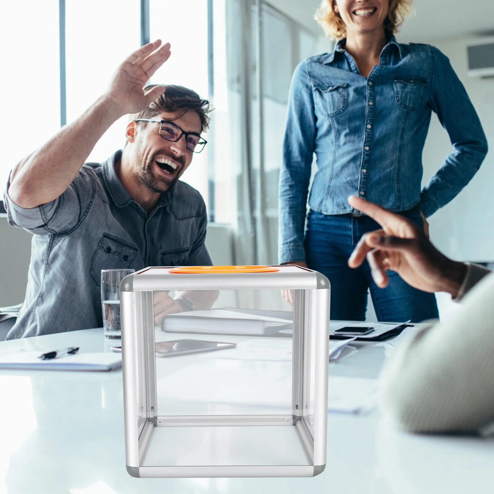 Lottery Box Transparent Case Storage Container Office Mailbox Piggy Bank Business Cards Paper Suggestion Letter Cash