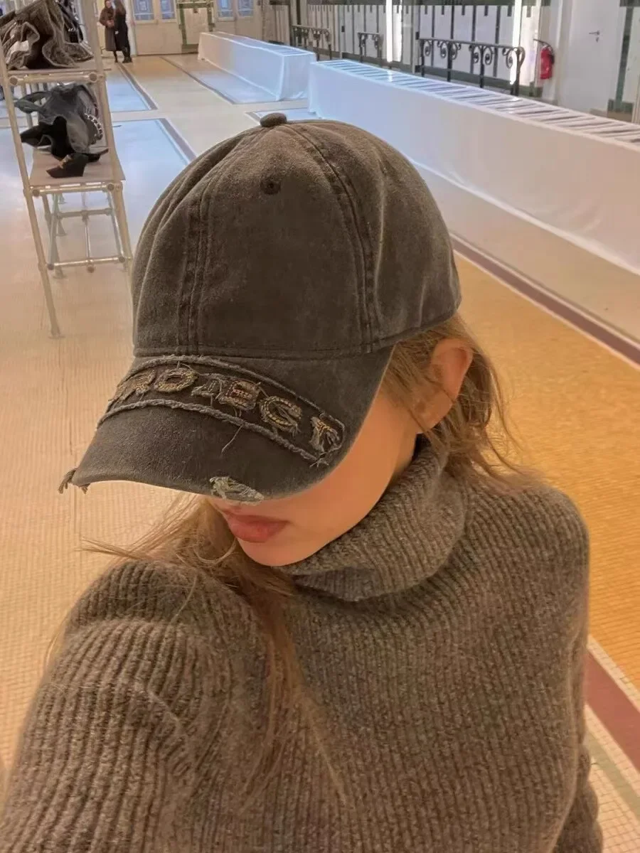 Y/project 23FW Washed damage edging embroidered cap