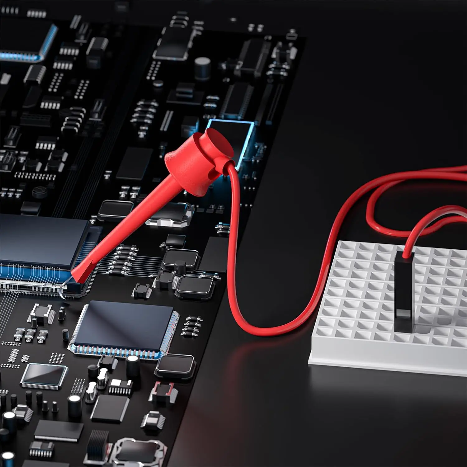 10pcs Test Hook Clips to Breadboard Male Female Jumper Wires Soft Flexible Silicone Test Leads for Electrical Testing