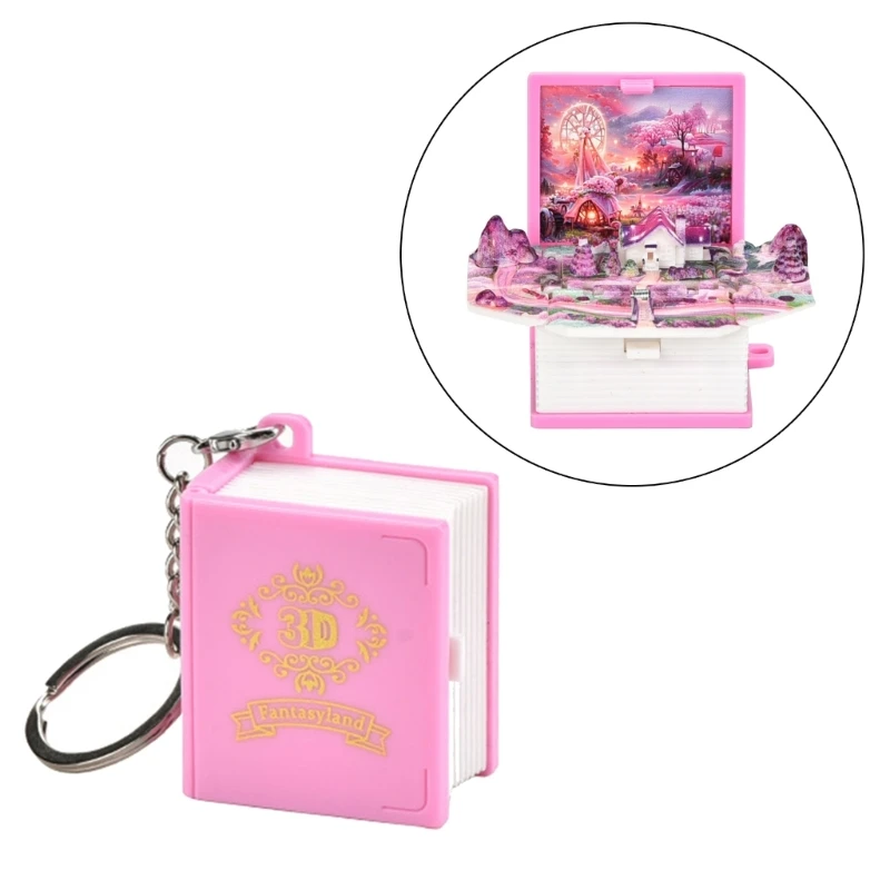 Novelty 3D Fantasy Land Book Keychain Kids Handheld Game Toy Pop-Out Keychain Dropship