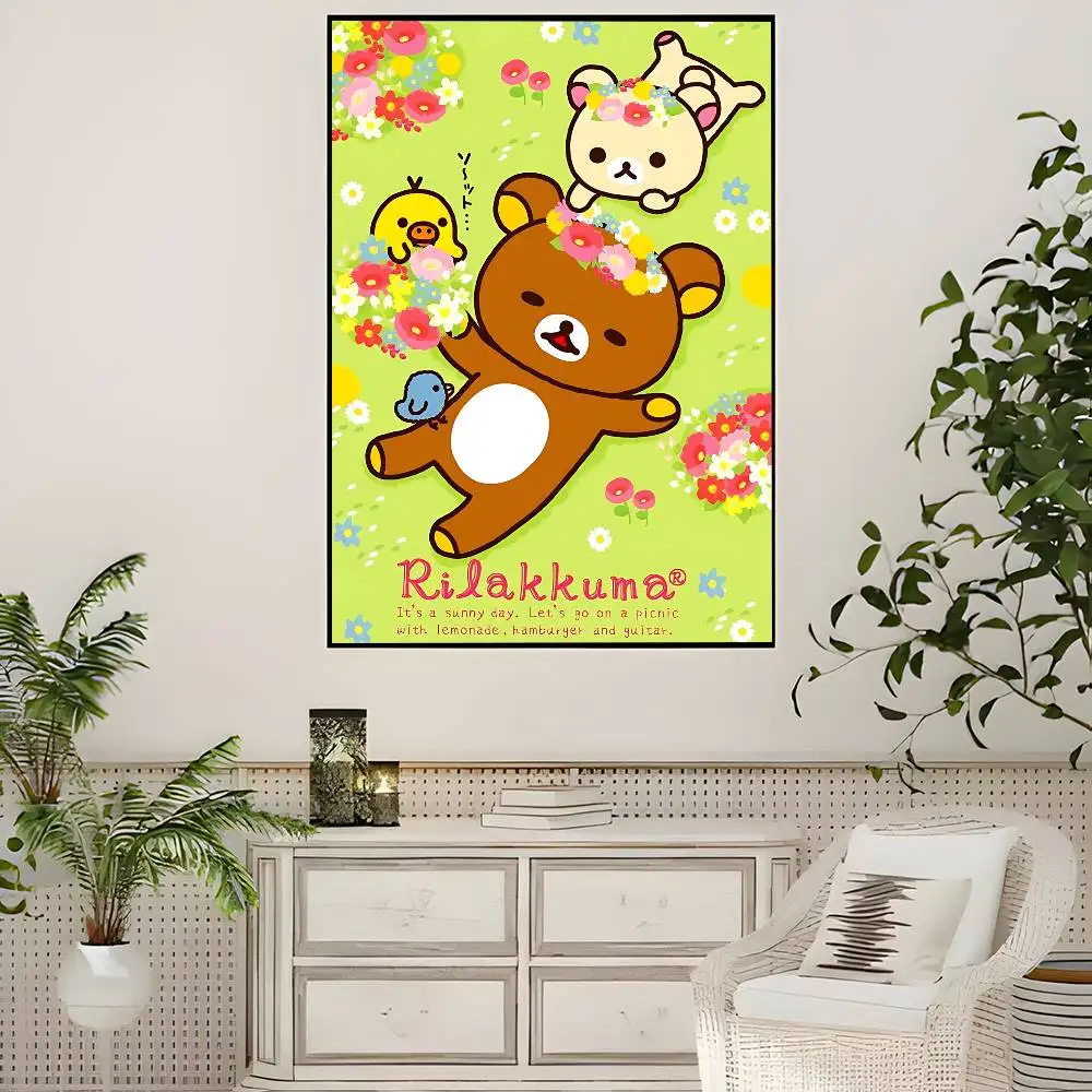 Cute Cartoon Anime R-Rilakkuma Vintage Posters Sticky Retro Kraft Paper Sticker DIY Room Bar Cafe Kawaii Room Decor