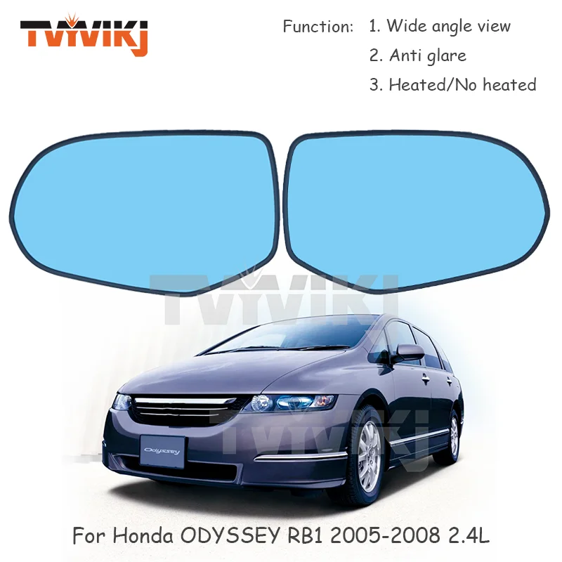 1 pair 2PCS Side Rearview Mirror Blue Glass Lens For HONDA ODYSSEY RB1 2005 2006 2007 2008 2.4L wide angle View anti glare