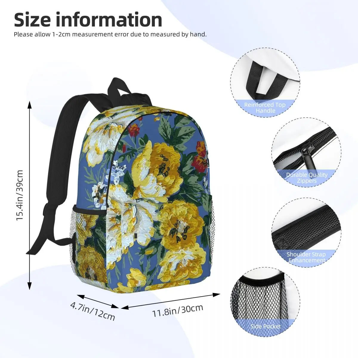 Backpack Featuring Plant And Flower Pattern Backpack Daypack Large Capacity Boys Girls BookBag Shoulder Bags for School Bag
