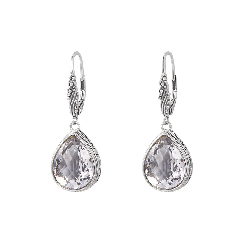 S925 Sterling Silver Charms Drop Earrings for Women New Eternal Rattan Argentum Edged Waterdrop Crystal Ear Dop Free Shipping
