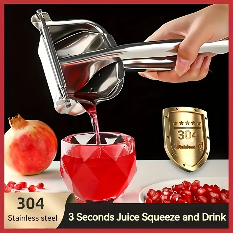 

1Pc Orange 304 Stainless Steel Manual Juicer Home Dregs Separation Juicing Special Pomegranate Juice Squeezer Stuff Accessories