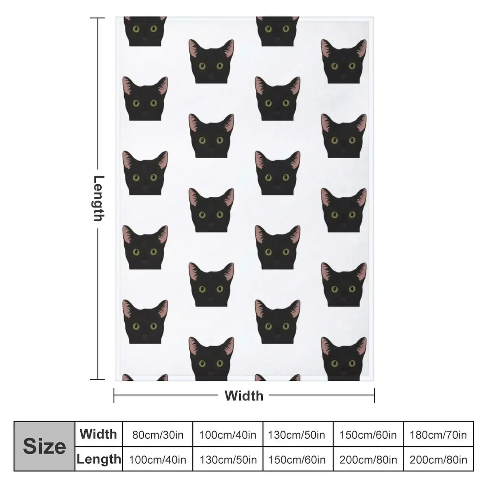 Curious Black Cat - Green Eyes Black Nose Throw Blanket couch cozy soft plush fuzzy picnic outdoor blanket