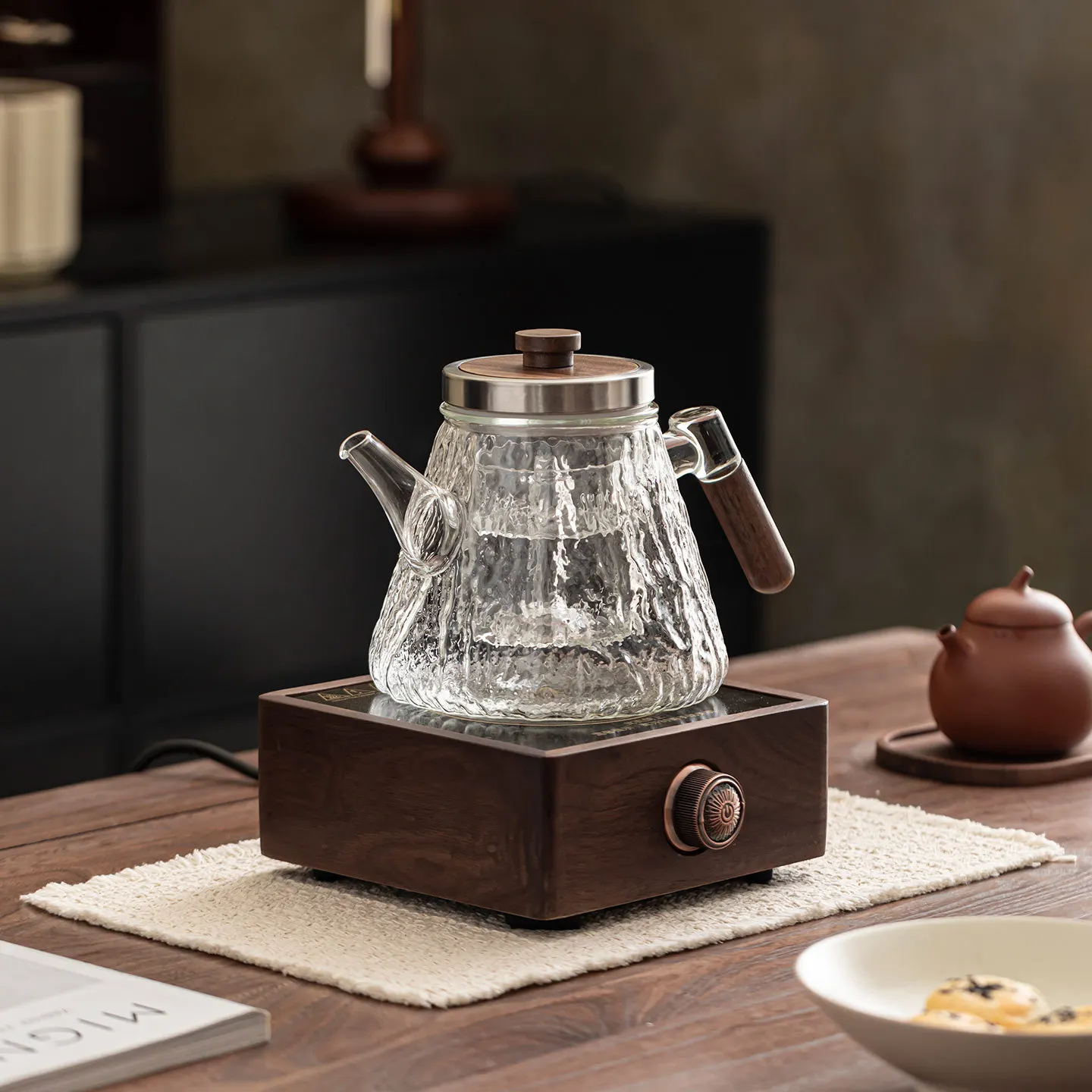 Glass Tree Pattern Side Handle Kettlefor Hometea Kettlewater Kettleheat Resistant Glass Tea Kettle Tea Infuser