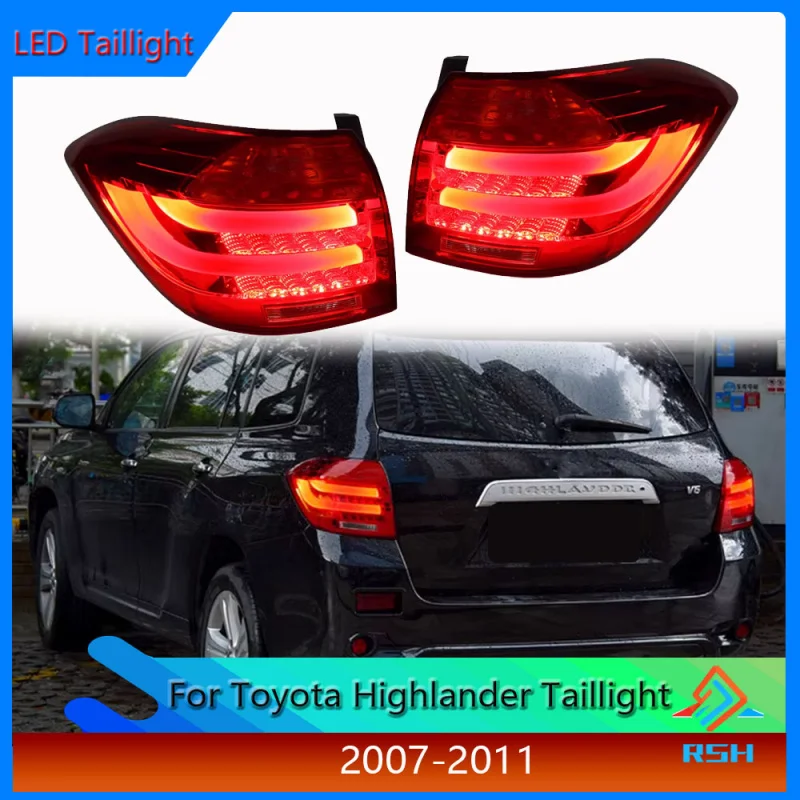 For Toyota Highlander Taillight Assembly 2007-2011 Conversion LED Light Guide Driving Light Brake Light Rear Lamp Plug And Play