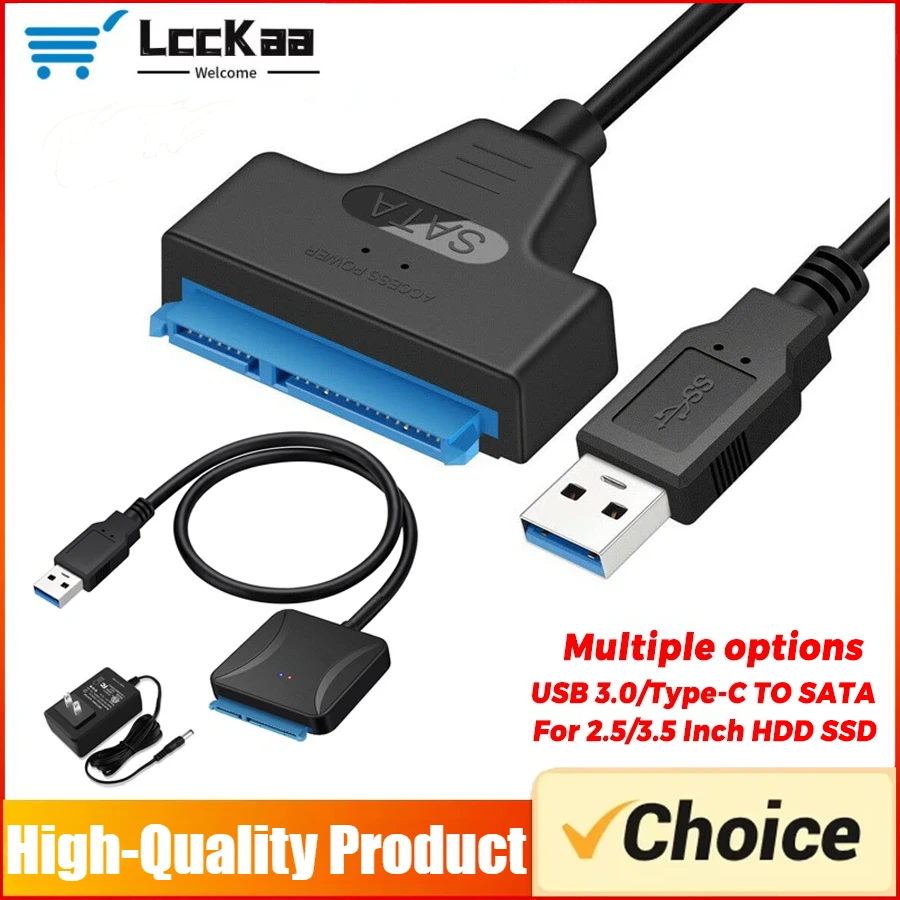 USB 3.0/Type-C To Sata Cable Up To 6 Gbps for 2.5/3.5Inch External HDD SSD Hard Drive SATA 3 22 Pin USB 3.0 To Sata III Cord