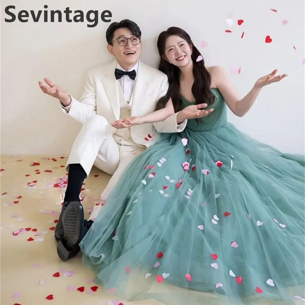 

Sevintage 2025 темно-зеленое сказочное тюлевое вечернее платье длиной до пола, милое платье трапециевидной формы, винтажные вечерние платья макси для женщин