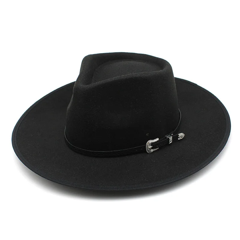 Cross Border Hot Selling Jazz Top Men S And Women S Edging Cowboy Hat Woolen Autumn And Winter Warm Jazz Hat