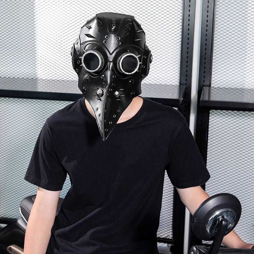 

Маска средневекового доктора-чумника из искусственной кожи, в стиле стимпанк, для Хэллоуина, косплея, готического фестиваля, забавная маска для карнавала и маскарада