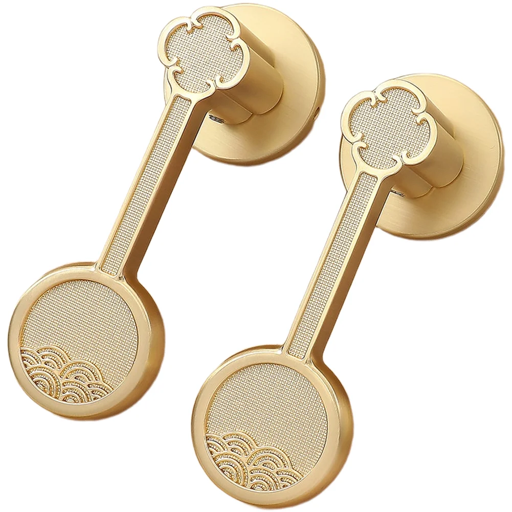 Chinese Water Ripple Design Cabinet Door Lock Handle Zinc Alloy Magnetic Silent Operation 24 x 10 x 6 cm Bronze Brushed Option