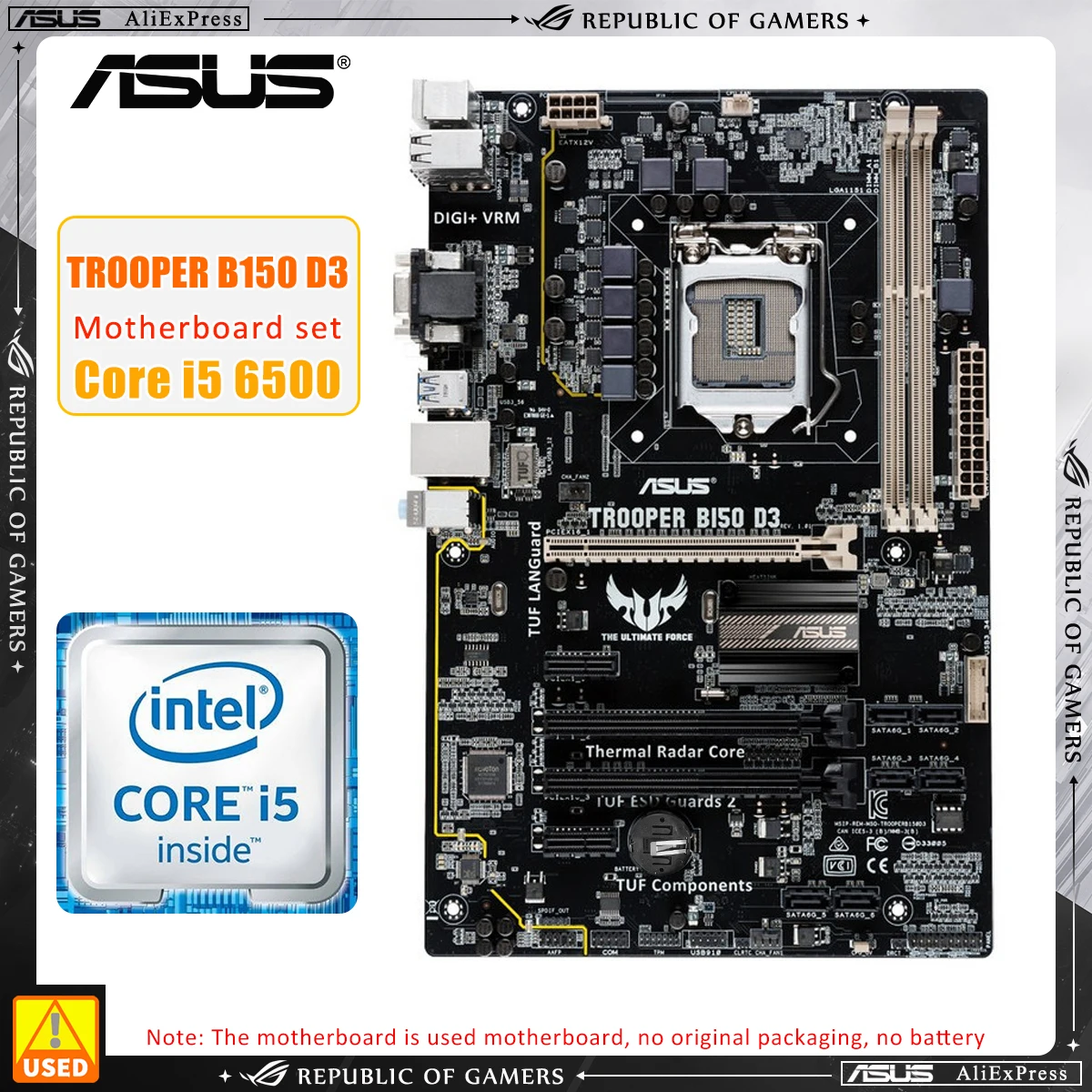 

ASUS TROOPER B150 D3+i5-6500 LGA 1151 Motherboard and CPU Combo Intel Motherboard Supports 6th Gen Core Processors 2 DDR3 Slots