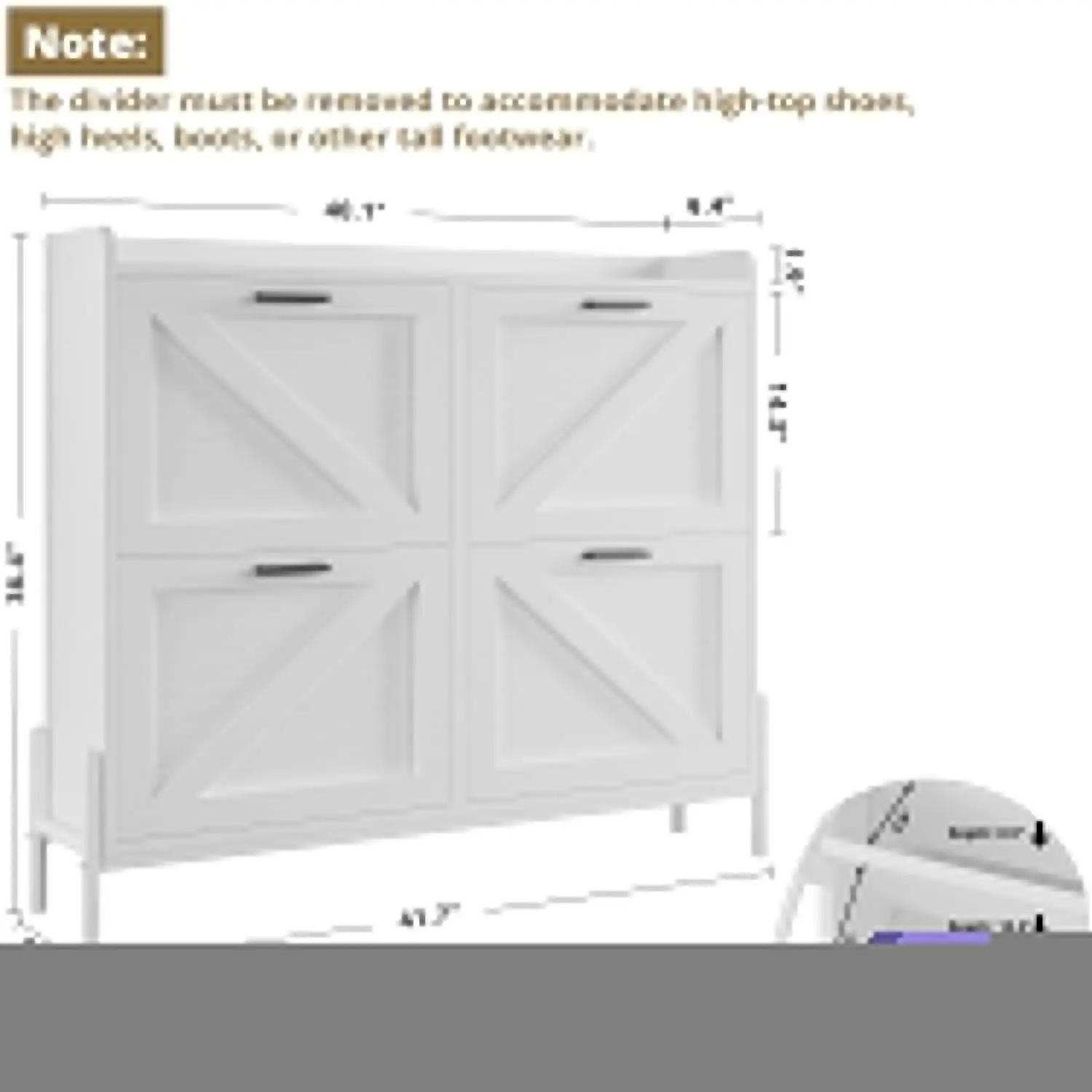 Farmhouse Shoe Storage Cabinet with 4 Flip Drawers, Freestanding Shoe Organizer with Adjustable Shelf for Entryway,, Customized