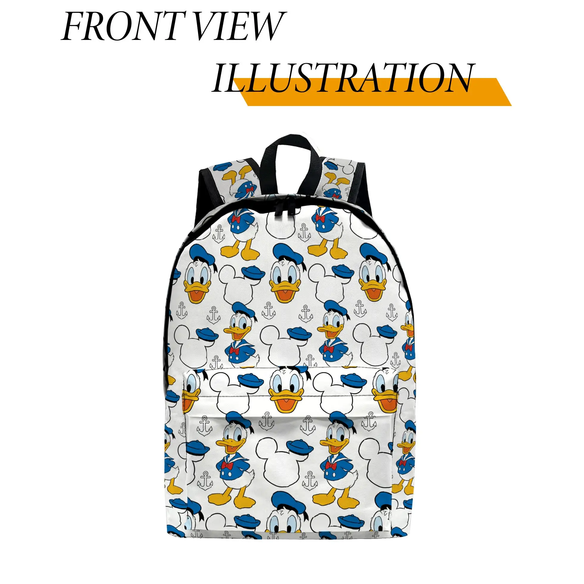 1pc Donald Duck Full Print Design Backpack, Fashionable and Simple, Unisex, Large Capacity, High-Quality Gift