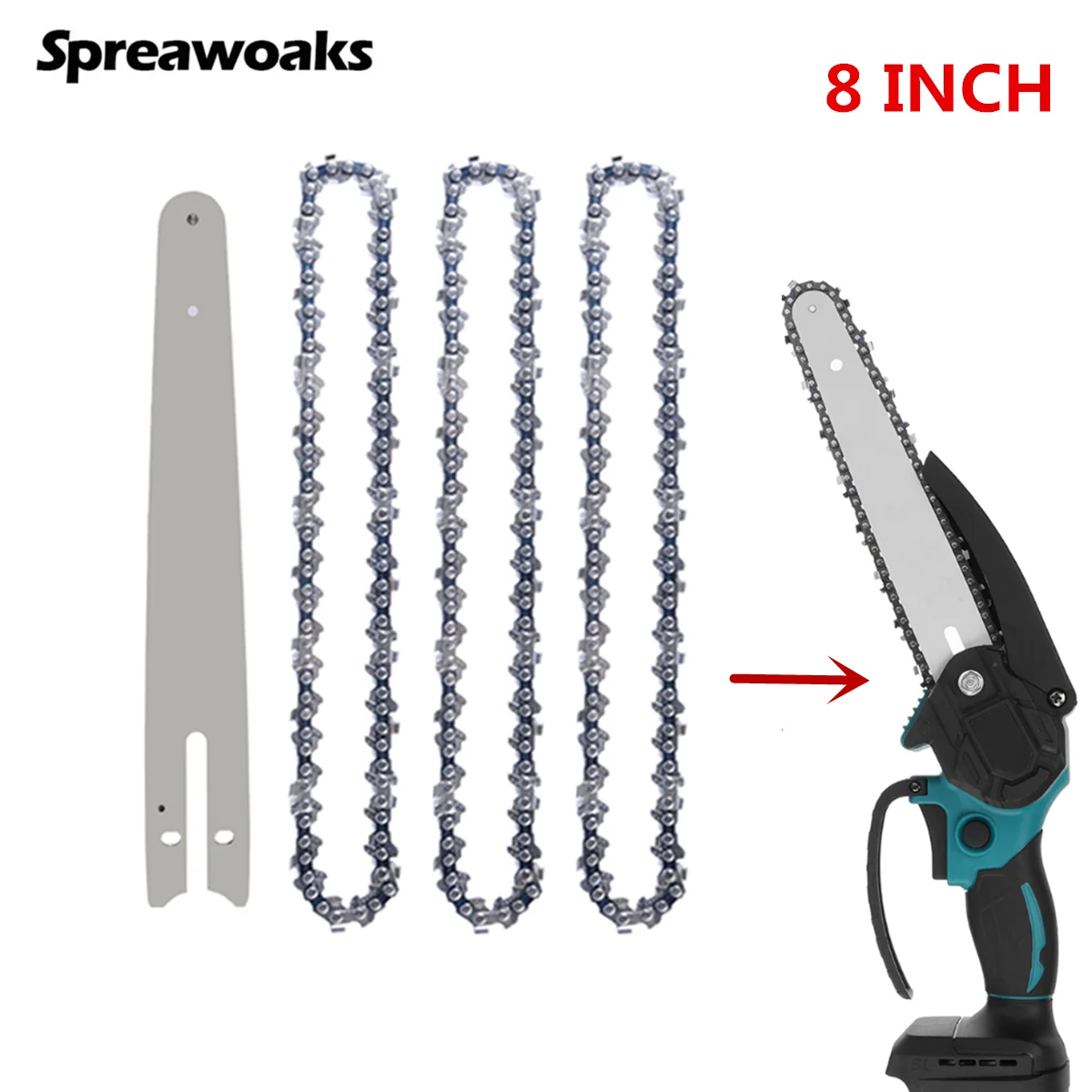 8 Inch Chainsaw Guide Bar Saw Chain Set 45 Drive Link Electric Saw 1/4\'\'P For Electric saws Wood Cutter Replacement Chain