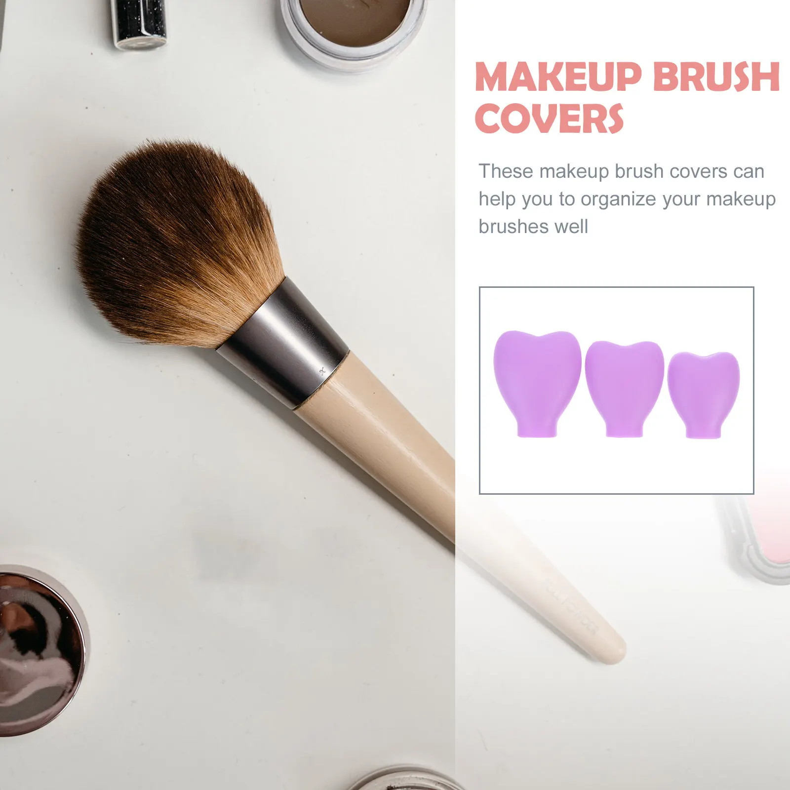 3Pcs Makeup Brush Protective Covers Silicone Dust-Proof Sleeve Travel Brush Cover Cover Facial Mask Protectors