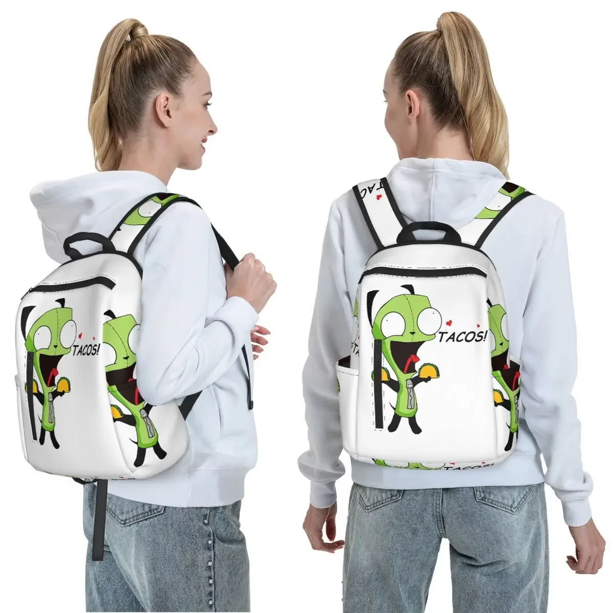 Gir Loves Tacos Invader Zim Classic Backpack Large Capacity Boys Girls BookBag School Bag Shoulder Bags for Men Women