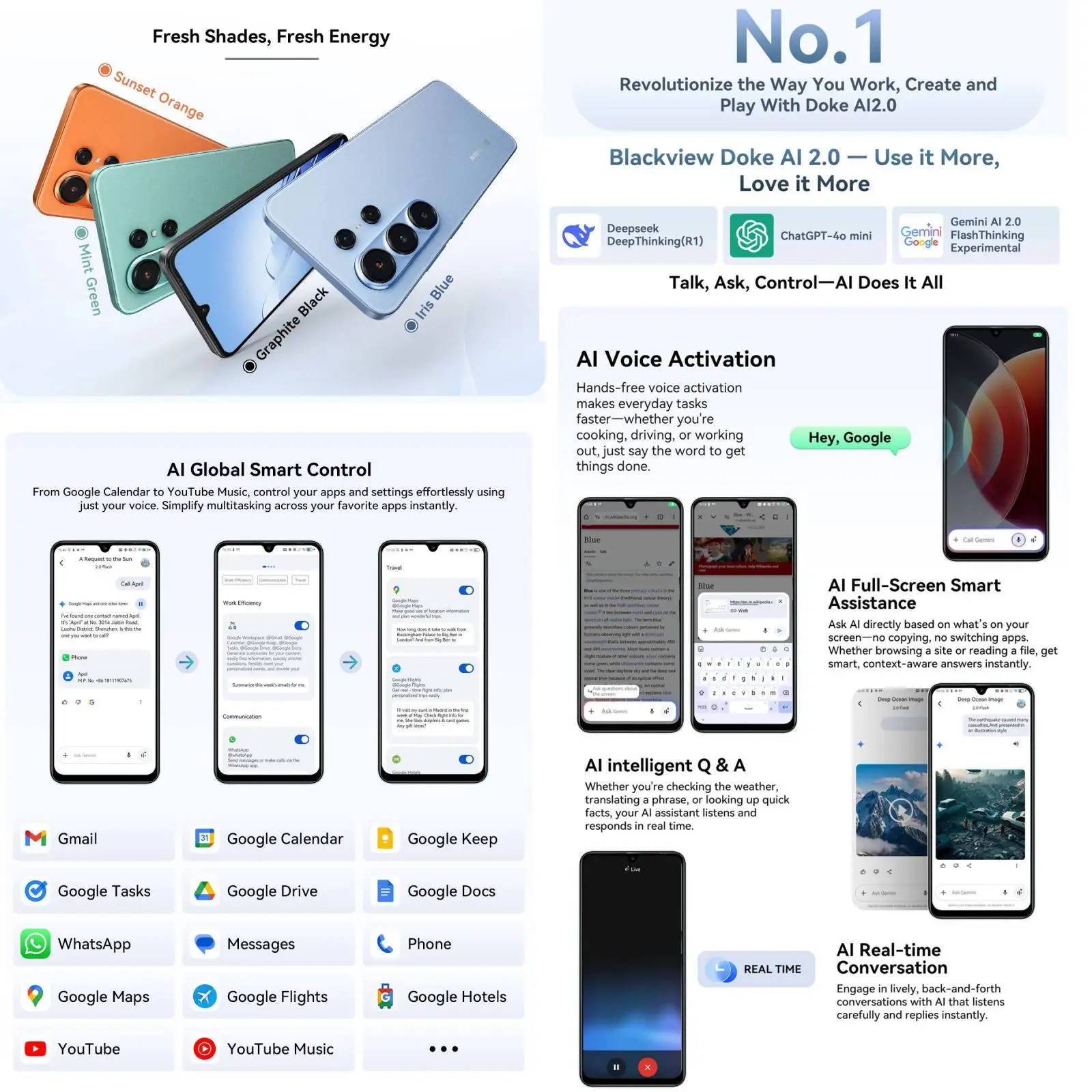 Blackview WAVE 10 Smartphone 8GB+256GB 6.88'' Android 16 Unisoc UMS9230E 5000mAh 4G Cell Phone