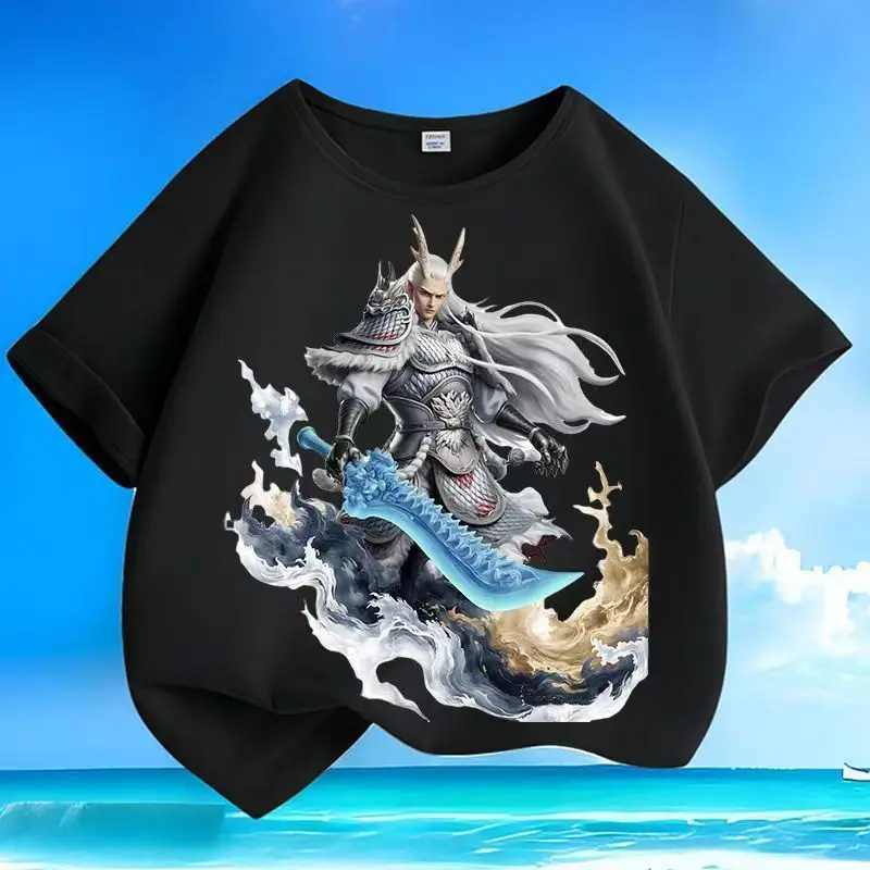 Aoguang Nezha 2 Demon Boy Naohai Summer New Style Boys and Girls Medium and Large Children Short-Sleeved Round Neck Loose Tops T