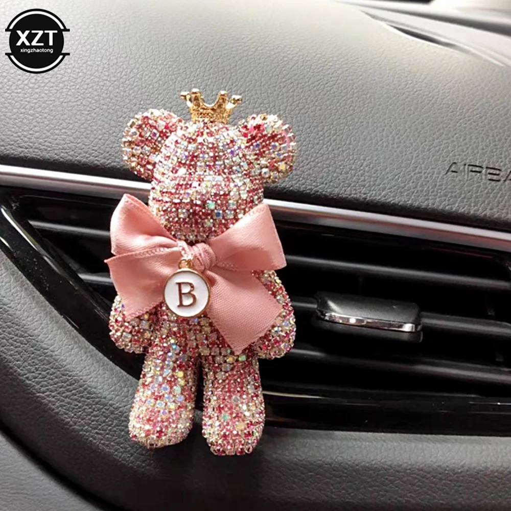 Charm Bear Air Freshener Ornaments Creative Crystal Diamond Decoration Necklace Outlet Car Aromatherapy Accessories