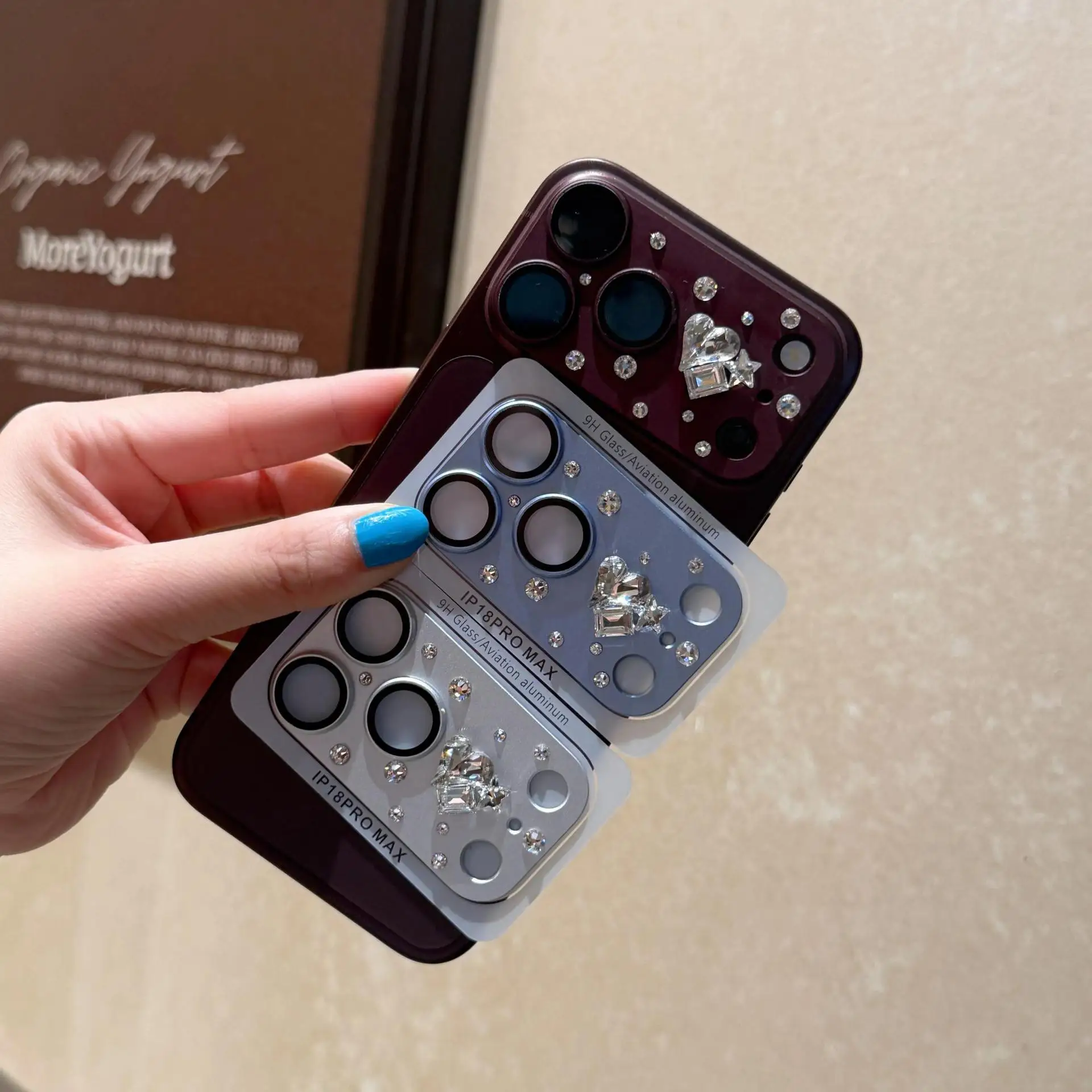 Rhinestone Matte Camera Lens Protector Anti Explosion Full Coverage Shockproof Decorative Film for 18 Pro 18 Pro Max