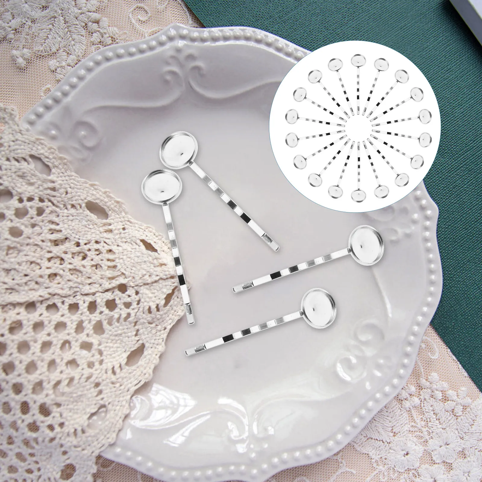 

40 шт. серебристых металлических заготовок для заколок для волос, 12 мм внутренний диаметр, круглые основы для заколок, фурнитура для рукоделия