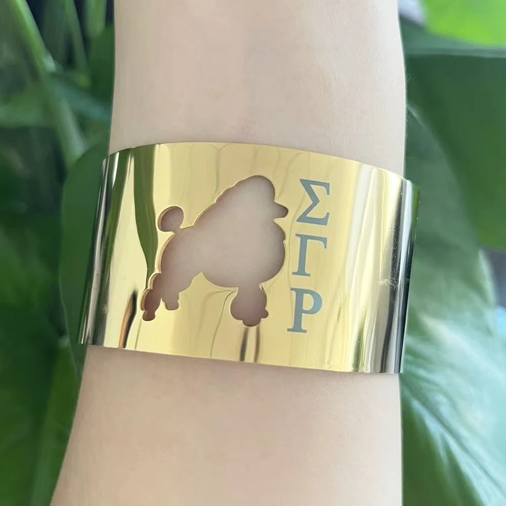 Sigma Gamma Rho Stainless Steel Poodle Cuff Adjustable Bracelet Jewelry