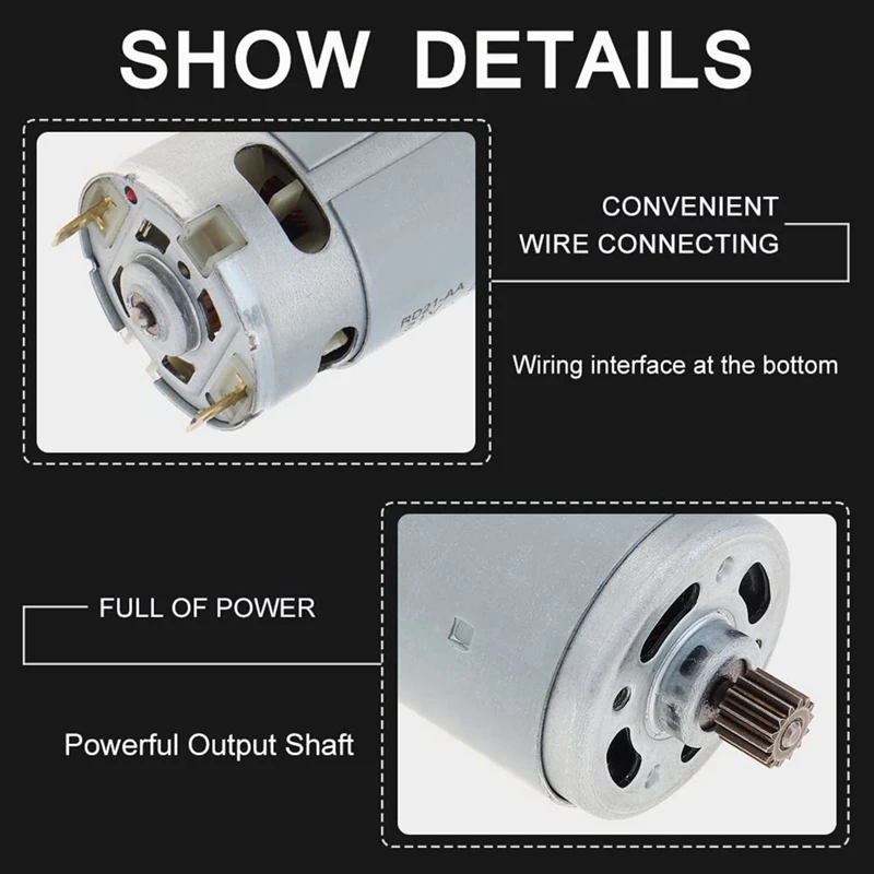 2X RS550 DC Motor 8.2Mm 14 Teeth Gear Mini Motor 21V 29800RPM Electric Saw Motor For Reciprocating Rechargeable Hand Saw