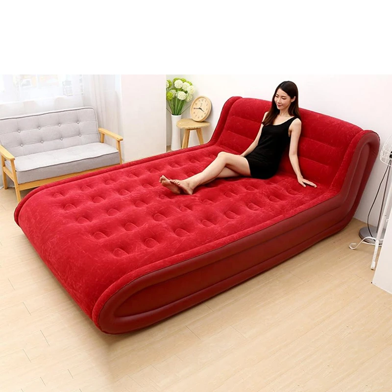 Inflatable Airbed air Mattress with Integrated Backrest for 2 Persons