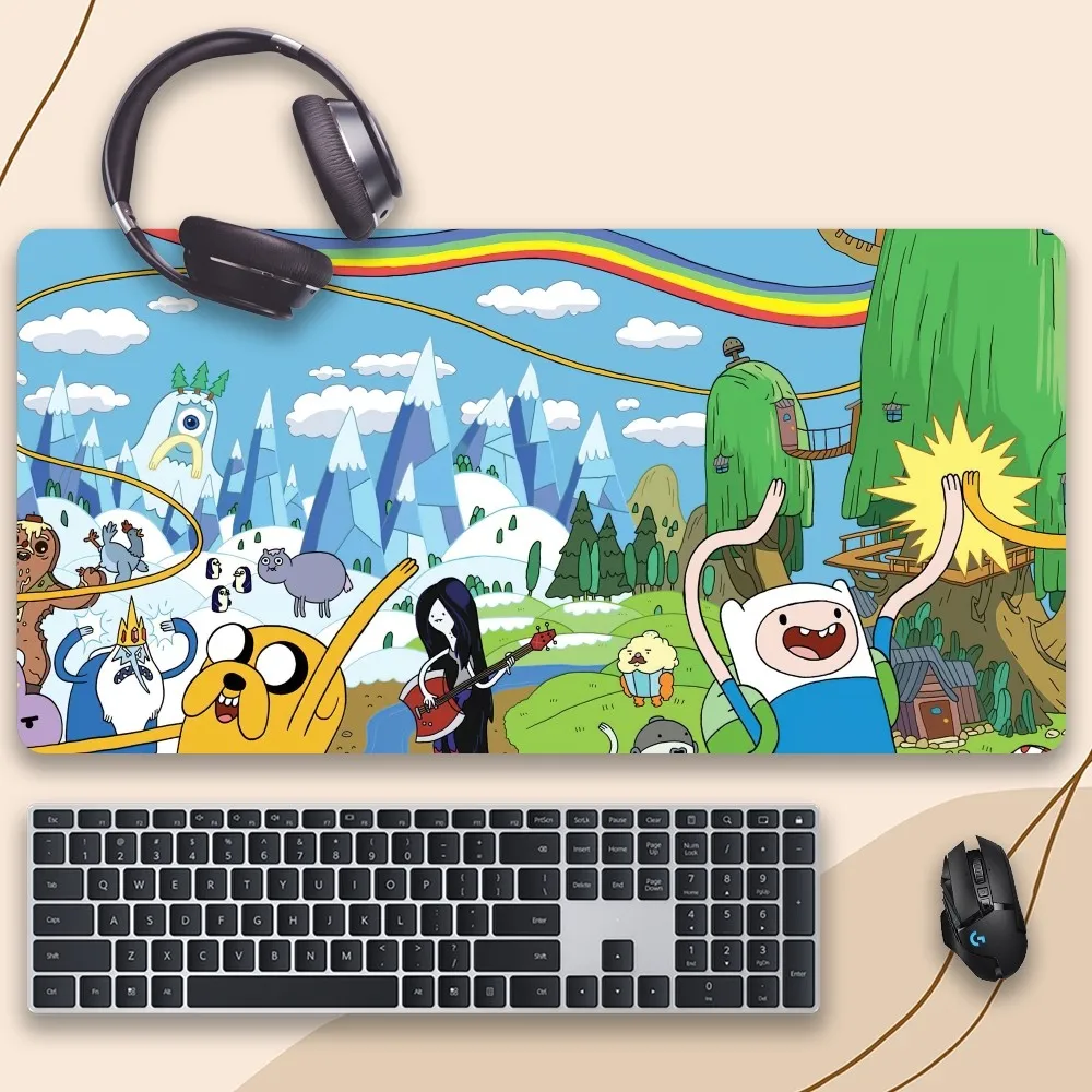 Cartoon A-Adventure-Time Mouse Pad For Gamer Professional Non-Slip Mouse Mat Game Locking Edge Computer Keyboard Mat